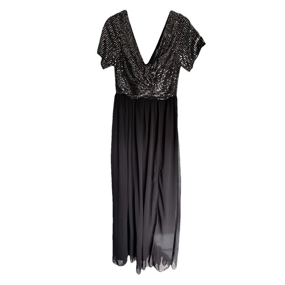 NWT SHEIN Belle Contrast Sequin Split Thigh Chiffon Dress Size Small - Picture 3 of 5